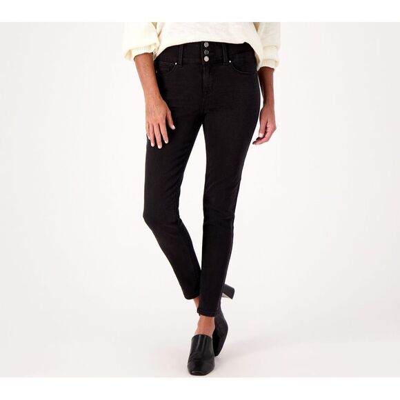 Laurie Felt Los Angeles Women's Petite Pants 3XP Silky Denim Curve Black A563890 - Picture 1 of 4